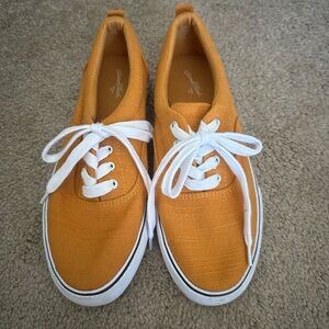 Orange Canvas Sneakers with White Laces